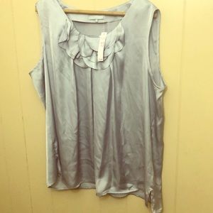 Sleeveless silky  Lt grey  blouse